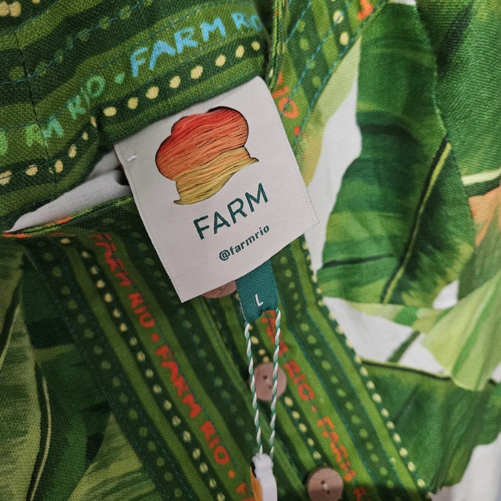 FARM RIO Fresh Forest Scarf Sweetheart-Neck Minidress Large NWT - Picture 7 of 9